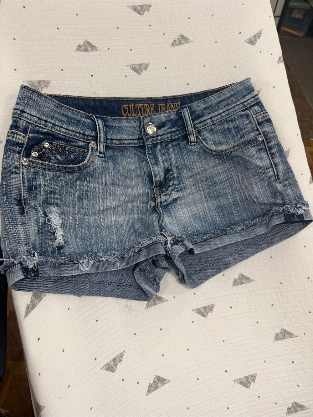 Culture Haze Women's Light Blue Distressed Denim Shorts - Picture 4 of 8